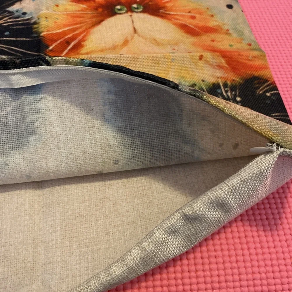 Cats Decorative Pillowcases Lot Of 2 No Pillows Zipper 17x17 Canvas